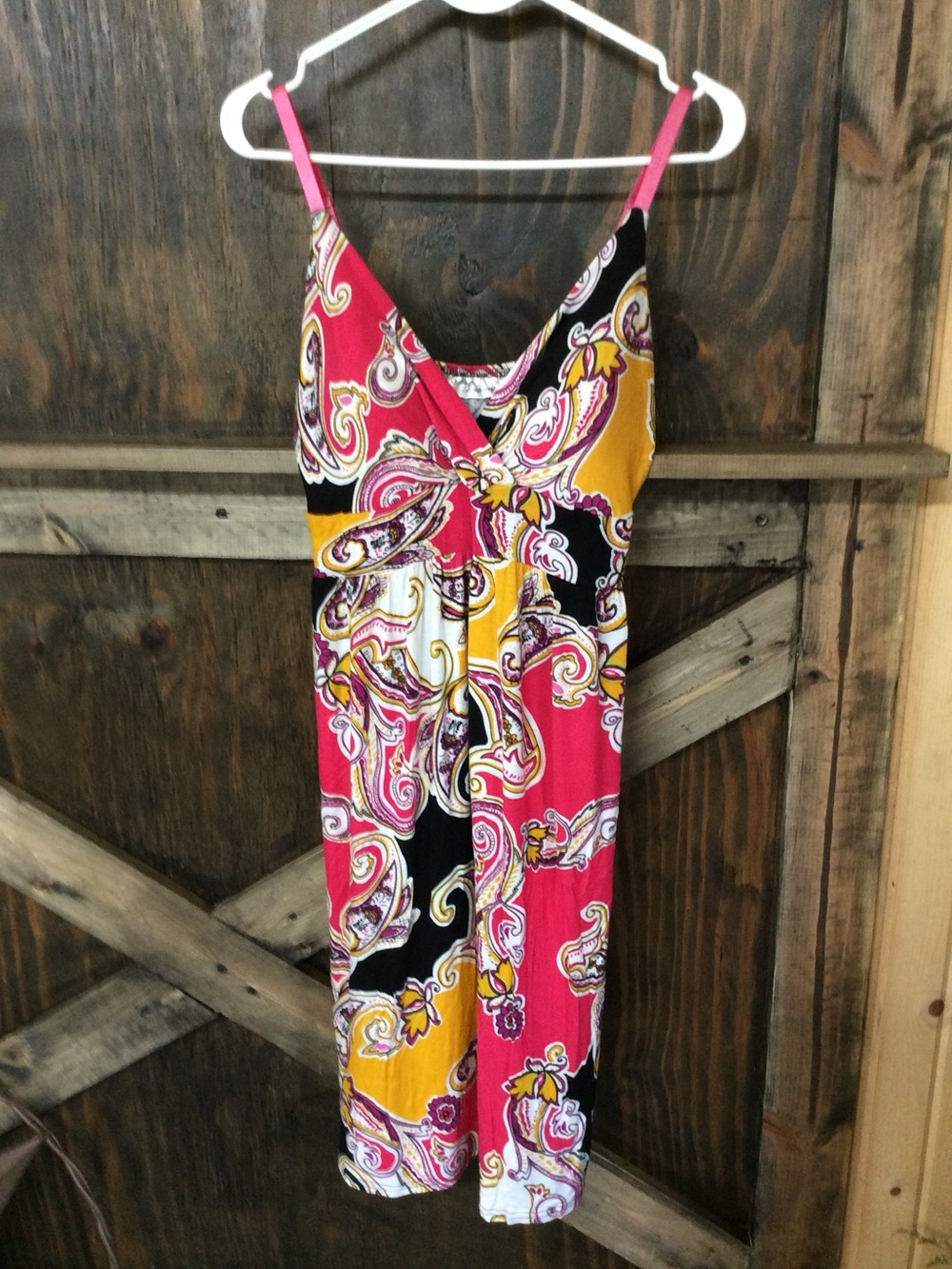 Allison Brittney Paisley Midi Dress in Pink, Mustard & Black